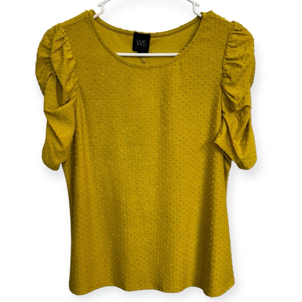 Anthropologie: W5 Women’s Mustard Yellow Textured Ruffle‎ Blouse M